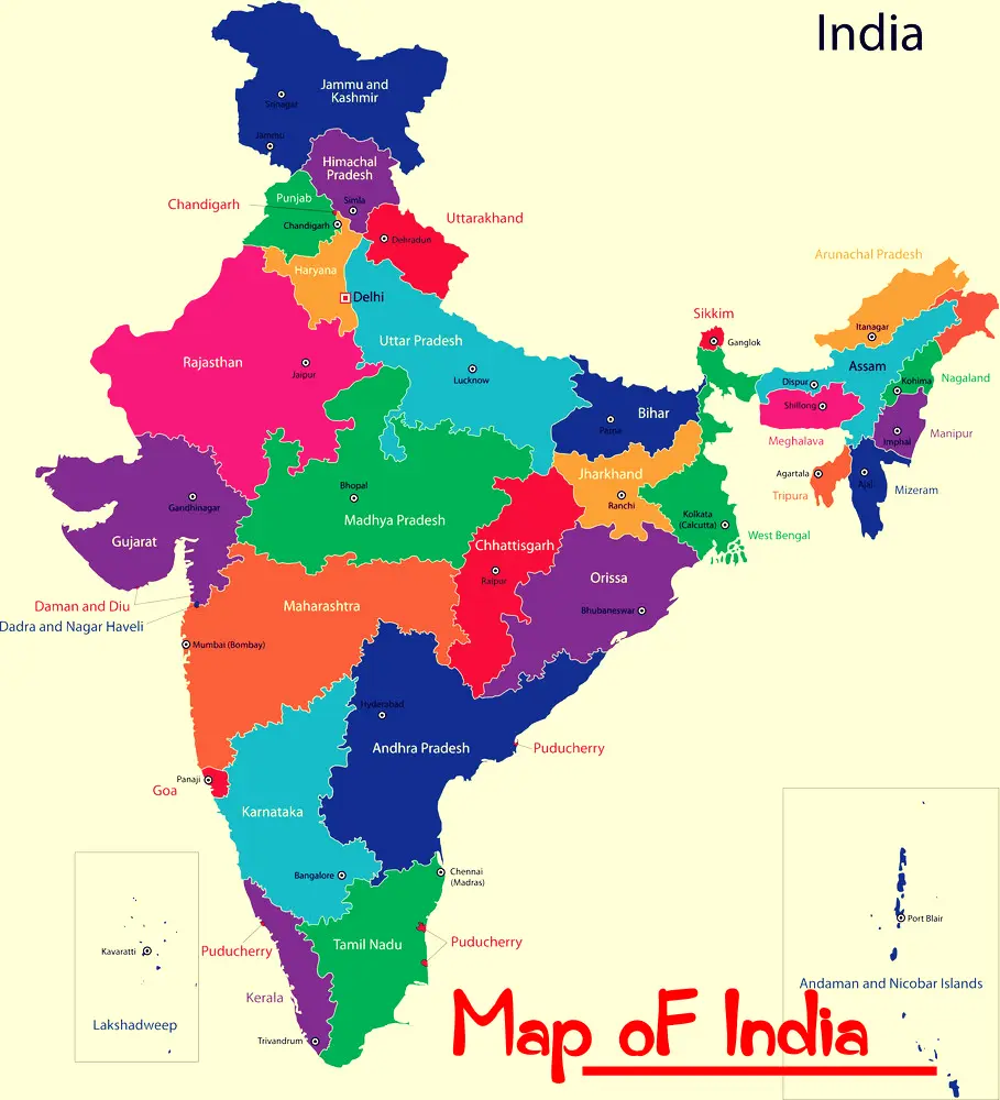 map of india with states भारत का नक्शा